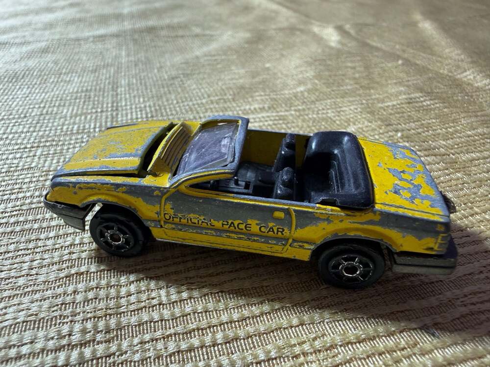 Vintage 1980's Era Majorette Ford Mustang GT Convertible Yellow Pace Car Fox HTF